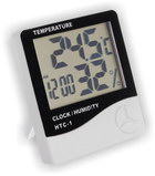 Термометр цифровой электронный ТЕ-841/HTC-1 с большим экраном для одновременного измерения температуры в помещении, влажности в помещении, с часами-будильником 